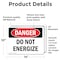 Signmission Do Not Energize Danger Sign, Vinyl Decal, 14in W x 10in L, 2PK OS-2PACK-DS-D-1014-L-1170 - alternate 3